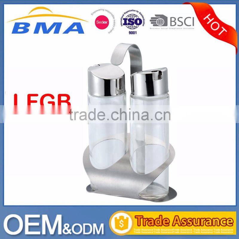 Kitchenware Glass Stainless Steel Cruet Oil Vinegar Bottle Sauce Caster Oil and Vinegar