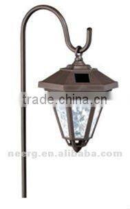 Hexagonal Solar Hanging Lantern with Shepherds hook
