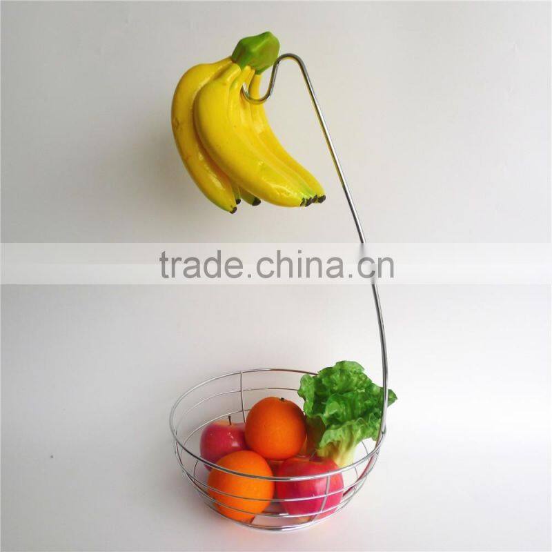 WI2915 Wire Fruit Bowl Holder Display Basket with Banana Hanger Hook
