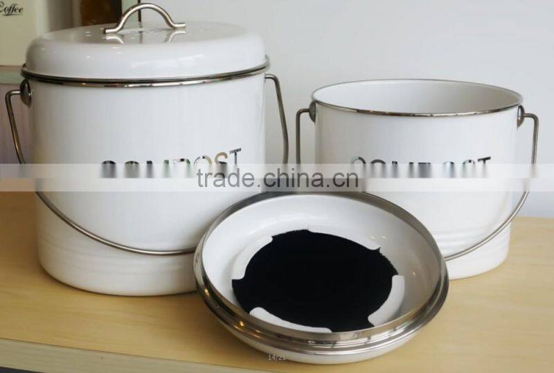 Indoor Powder-coated Steel Compost Food Waste Recycling Caddy Bin Metal Compost Bucket