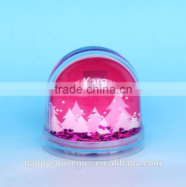New Custom High Quality Plastic Snow Globe With Photo Insert