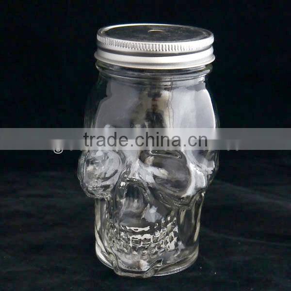 2016 newest 14oz skull paper transter glass oil&vinager bottle