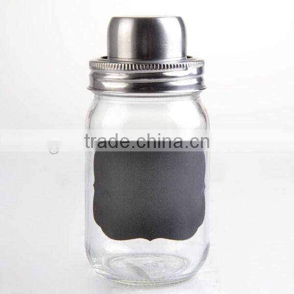 13oz hermetic glass shaker storage maosn jar with blackboard
