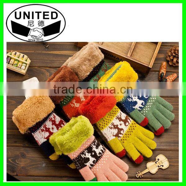 100% acrylic jacquard snow pattern screen gloves for girls
