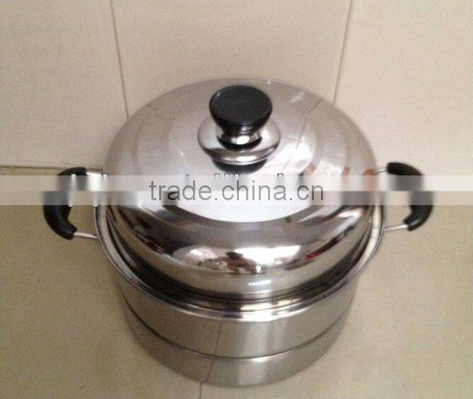 2 layers stainless steel steamer pot with bakelite handle