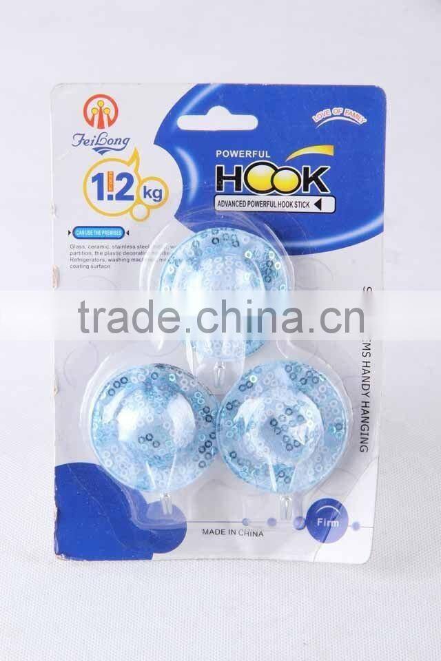 3PC powerful sticking fabric hook with sequins/plastic hook