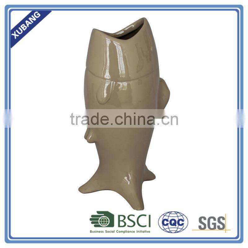 Low Price High Quality Resin Decorative Fish Open Mouth Vase