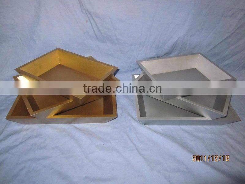 Silver&Golden painted wood serving tray