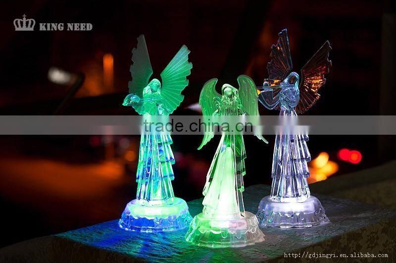 LED Acrylic christmas angel with instrument figurines