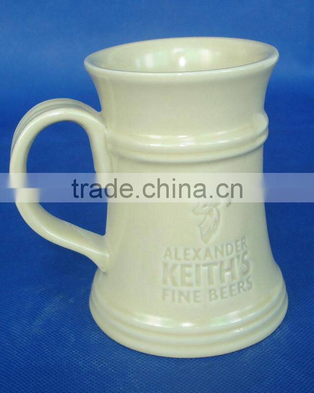 2015 Wholesale Logo Printed Ceramic Beer Mug