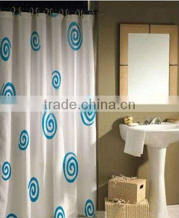 Print PEVA shower curtain and bath accessory