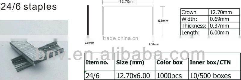Office quality mini coppered staples 64