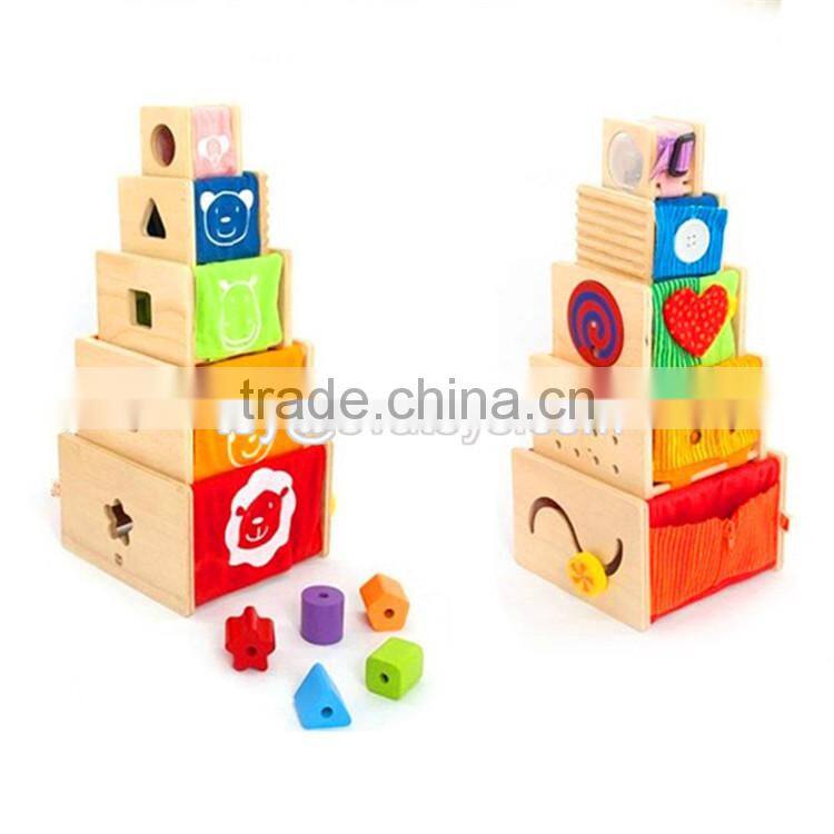Creative intelligent nesting toys wooden baby stacking cups W13D089