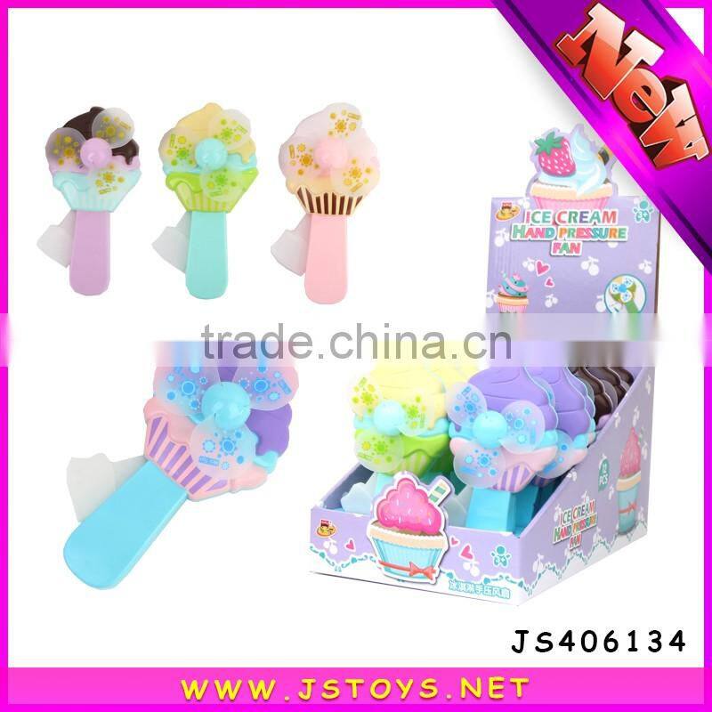 hot selling plastic ice cream hand pressure fan mini fan for kids