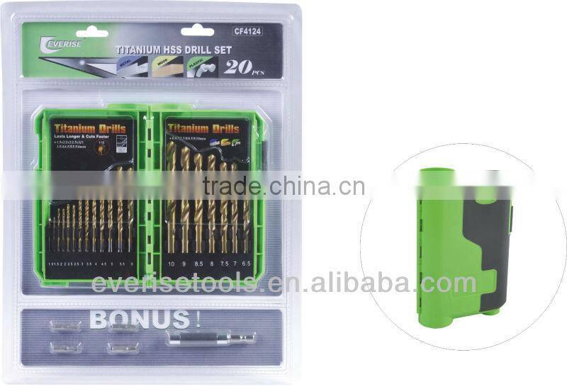 25pcs hss twist drill and bit set in plastic case