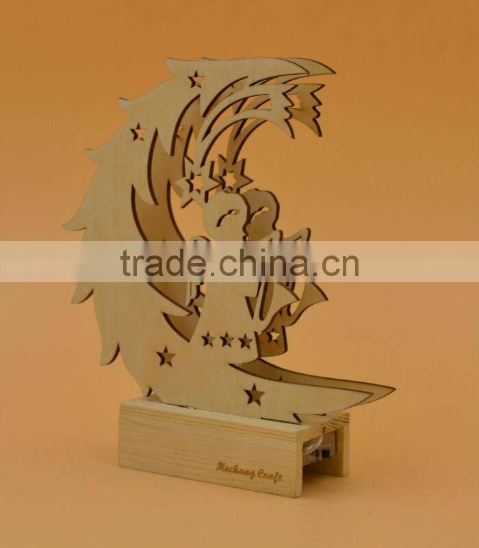 2015 newest top quality wooden Christmas decor gift with light