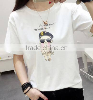 2016 New Fashion Style Summer Girl Student Popular Korean Star Commics Potrait Print Short Sleeve T- shirt