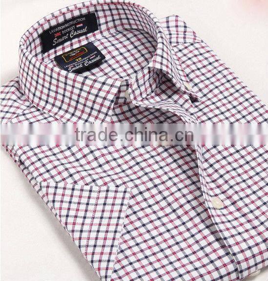 Man oxford short sleeve checks/plaids shirts mens button down collar oxford shirts