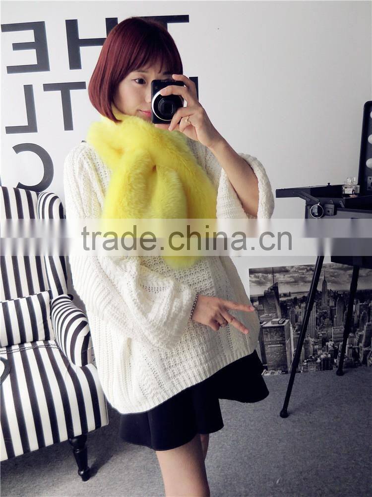 short colorful top grade Luxury vintage faux fox fur crossed scraf