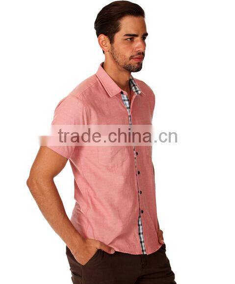 Men's Salmon Pink Cotton Chambray Shirt