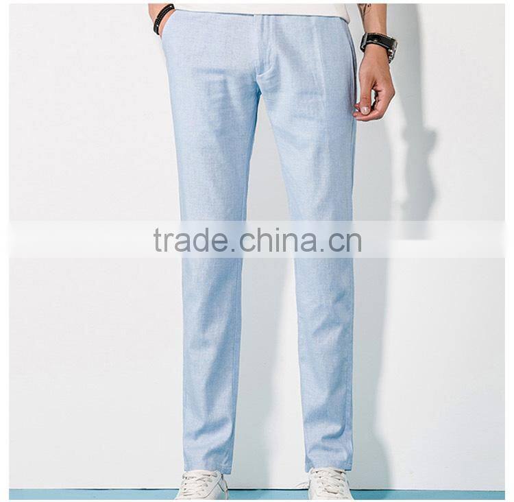 Men's summer linen trousers thin straight all-match size casual loose cotton pants custom