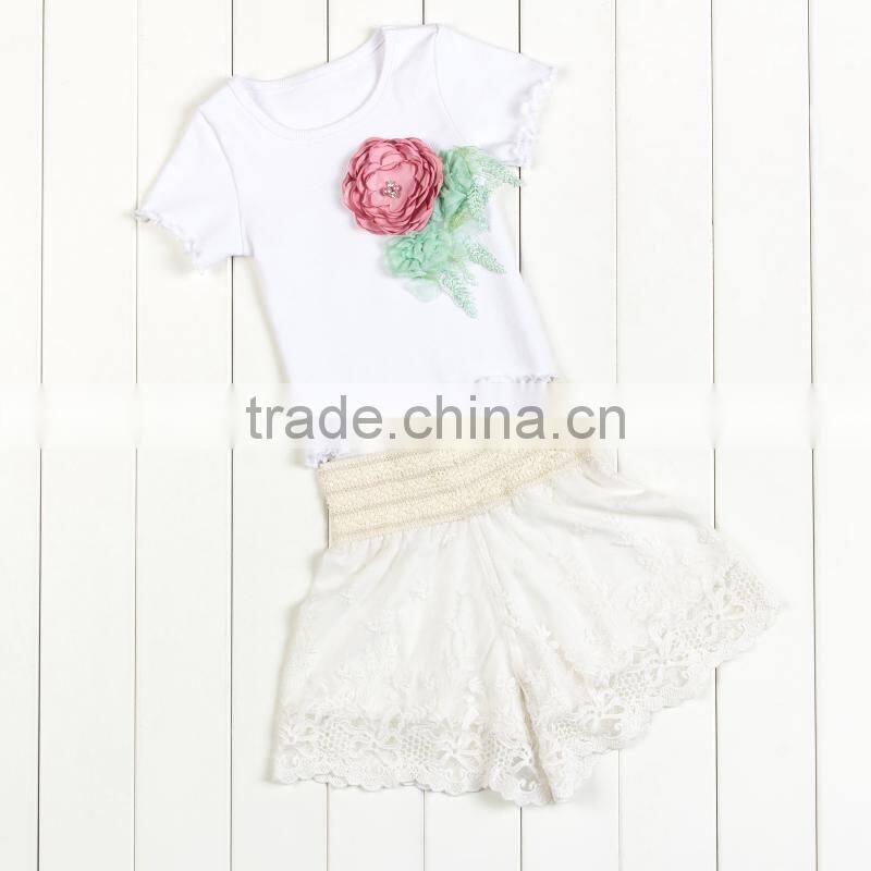 New popular baby girls lace shorts set,2pcs set for toddler girls