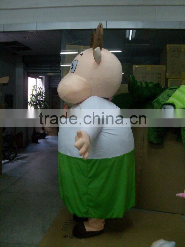 Malan Cow Green Shirt Mascot Costume