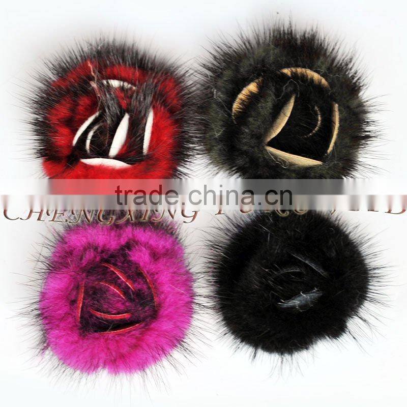 CX-A-44 Small Size Mink Fur Flower Coat Brooch Pin