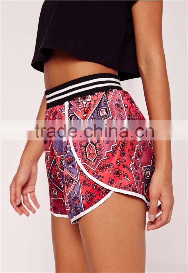 Custom Design Floral Print Hot Shorts Sports Waistband Printed Runner Shorts Multi