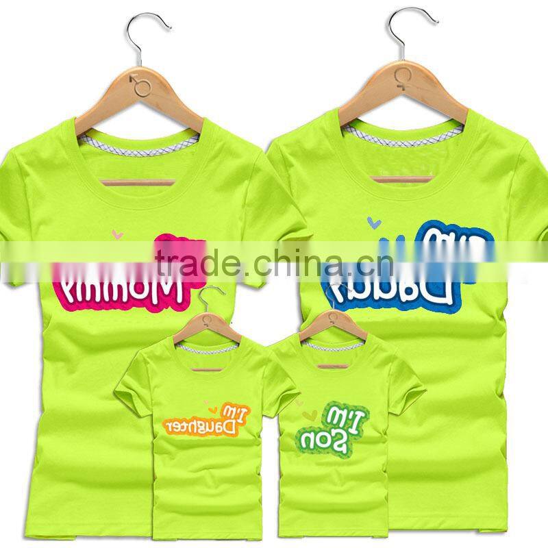 Custom made funny printed 100% cotton parent-child t shirts short sleeve family matching tee shirts