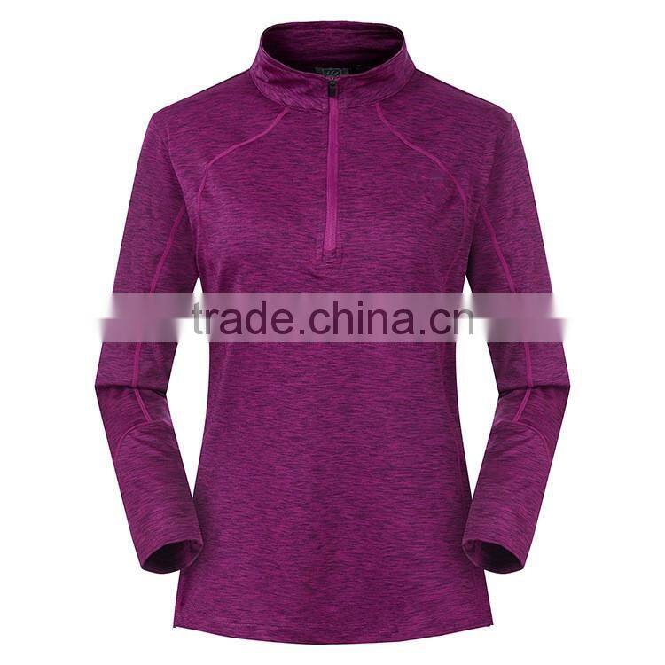 Wholesale Women Half Zip Plain Fitted Dry Fitted Shirts