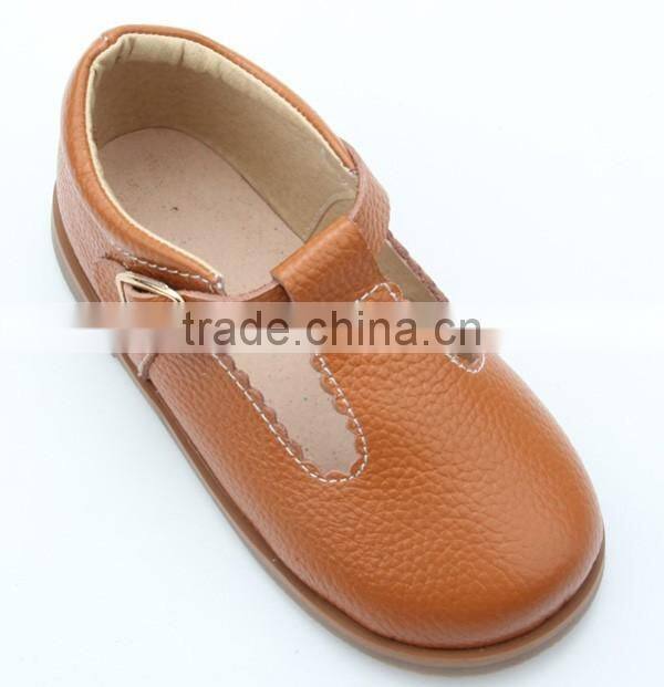Skidproof genuine leather hard sole wholesale toddler shoes