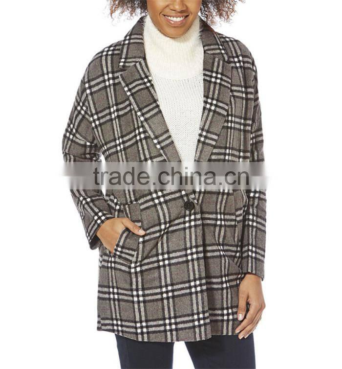 elegant grey button wool-blend lady cashmere winter coats