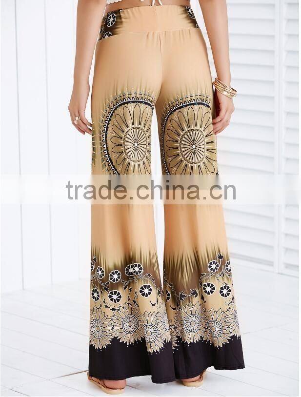2016 Summer Printed Plastic Loose Fit Palazzo Pants Printed Wide-Leg Pants For Women