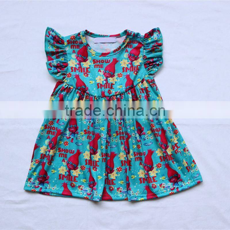 Baby Girls Summer Dresses Outfit 2017 Hot Sale boutique Trolls Princess Dress Clothing set fashion children clothes set