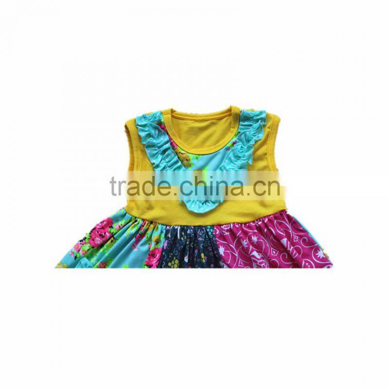 kids wear bangladesh children clothing baby girls flower pattern dress + ruffle capris