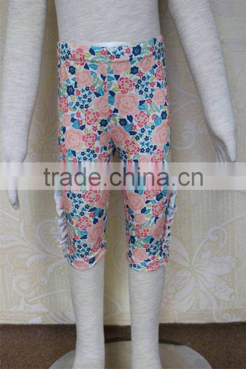 Boutique Kids Floral Ruffle Leggings Icing Summer Baby Leggings Girls New Designs Ruffle Capris