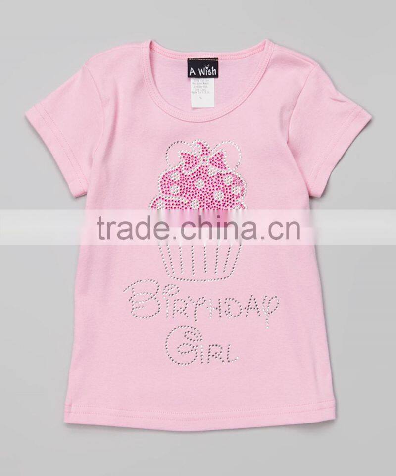2016 Pink Girl T Shirt Cute Girls Top Cotton Casual Kids Clothes GT90423-1