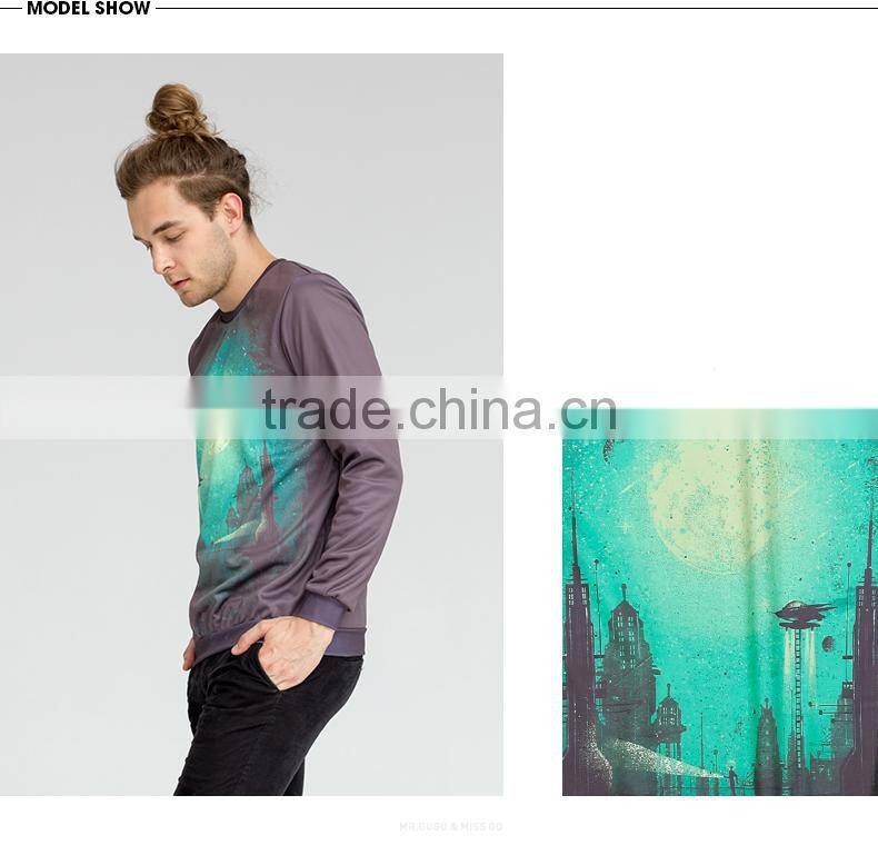 Unisex fiction future city art digital printing pullorver/fitted hoodie sweatshirt