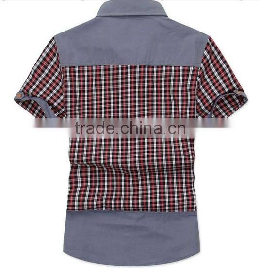 2014 new model casual shirt for men plaid short sleeve shirts