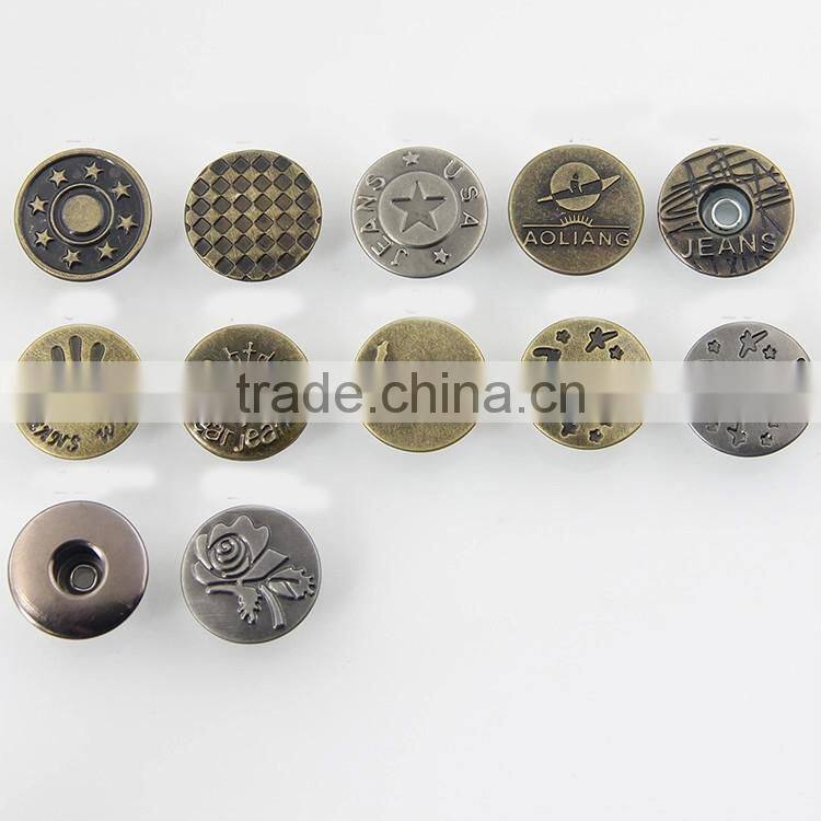 Custom Fashion China Button Factory Metal Jeans Button