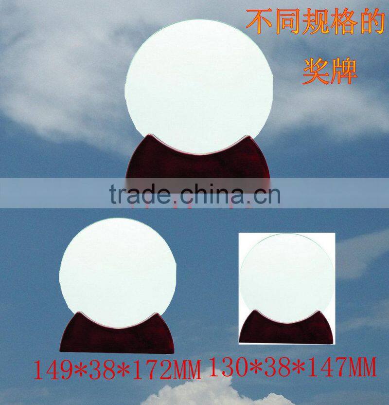 Factory Wholesale Customized Engraving Crystal Glass Trophy For Wooden base trophy KC-011
