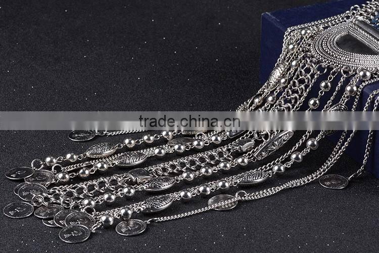 2016 indian handmade tribal tassel necklace in gold sliver color for women