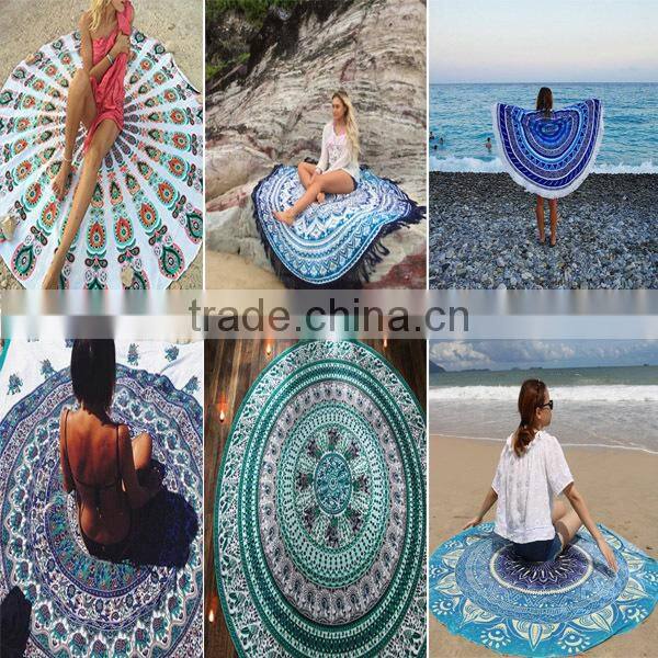 Custom Velour Printed Design Full Digital Color 560GSM High Quality Microfiber Round Beach Blanket Towel