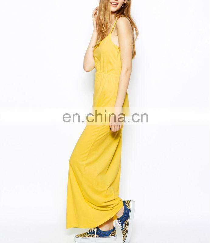 CHEFON Only Jersey yellow maxi dress