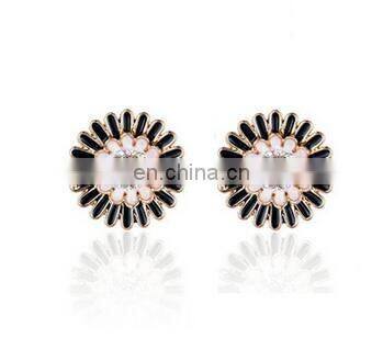 2016 new fashion sparkling earrings sunflowers zircon imitation jewelry accessories girls wedding gift