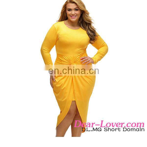 New cheap clothing Fashion slit long sleeve plus size sexy dress