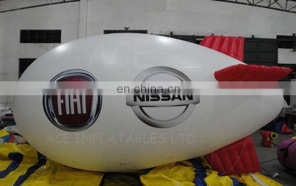 Inflatable helium blimp balloon with car printing
