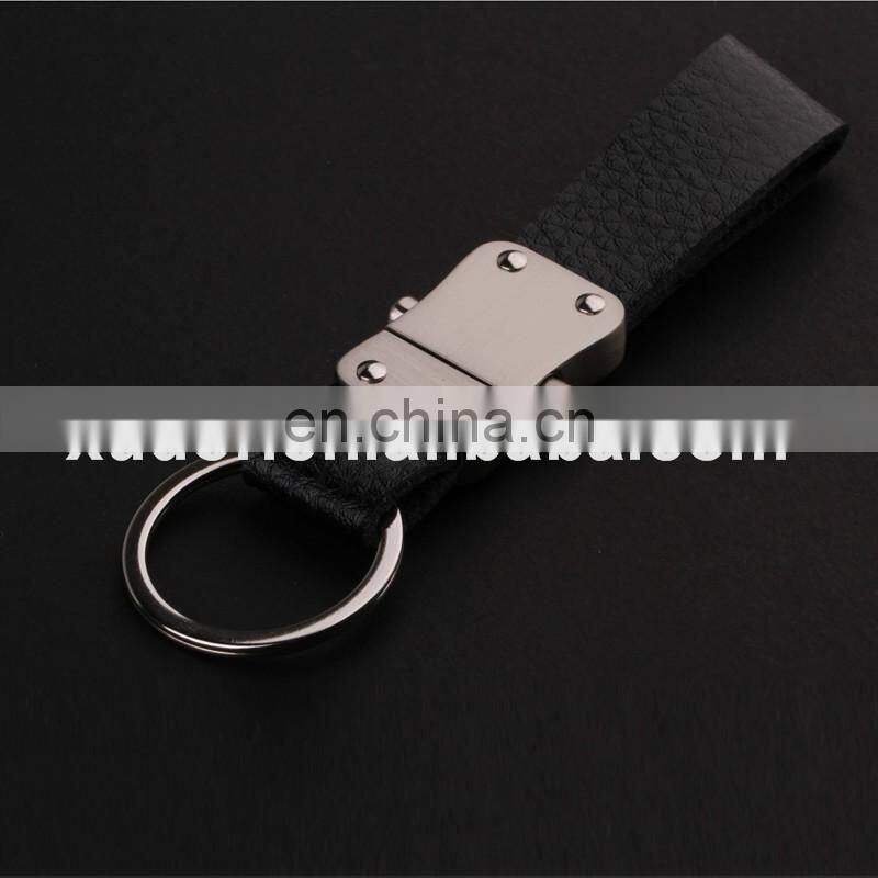 black split leather strap keychain with button separate