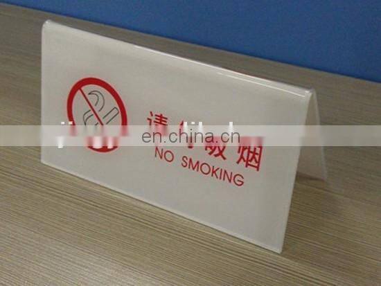 Square white acrylic sign holder folding acrylic no smoking sign stand